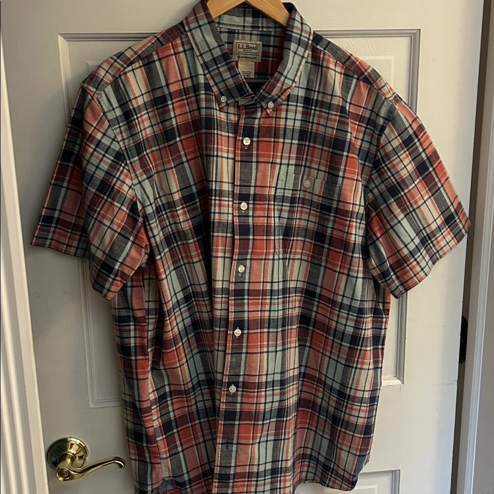 L.L. Bean Traditional Fit Plaid Shirt - Red and Blue